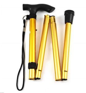 AFAU Aluminum Metal Folding Walking Stick with Adjustable Height and Non-slip Rubber Base Telescopic Walking Stick Foldable cane adjustable Portable safety elderly walking stick Stick crutches Portable Walking Stick Mountaineering Trekking