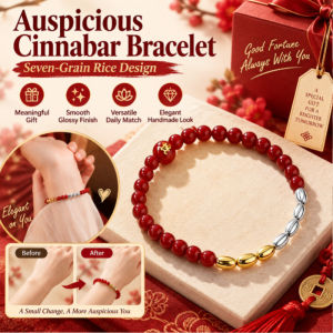 JMY Cinnabar Bracelet Chinese Zodiac Bracelet Seven Rice Grain Beads Feng Shui Beaded Bracelet Blessing Gift Men Women