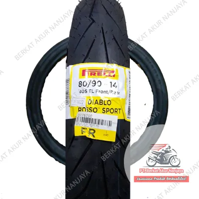PIRELLI DIABLO ROSSO SPORT 80/90 ring 14 TUBELESS Bonus Pentil untuk Beat Mio
