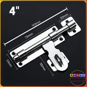 AmoKi Stainless Steel Hardware Door Lock Bolt Latch Padlock Clasp Stainless Steel 4" 6" 8"