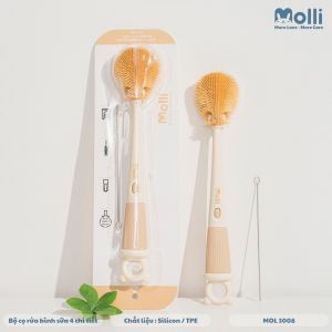 Bộ cọ bình sữa Molli chất liệu silicon 4 chi tiết cho bé