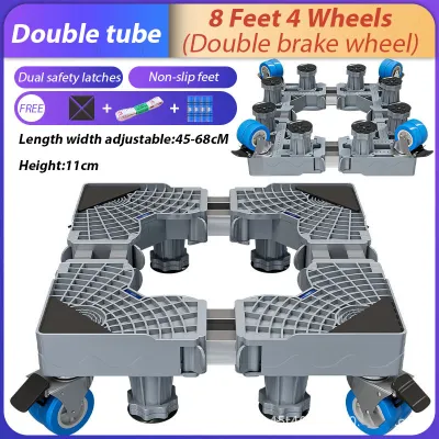 [SG] Washing Machine Metal Fridge Dryer Universal Stand Base with 4 Locking 360° Adjustable Heavy Duty Wheels Load 300kg