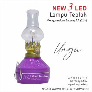 NEW Lampu Teplok 3 LED Jadul Plastik Gratis Bateray AA Emergency Light Tempel Dinding Tanpa Minyak