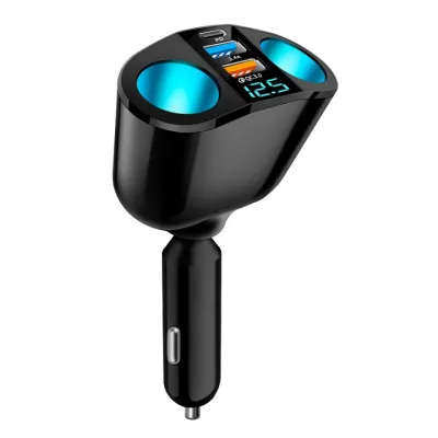 Bộ Sạc Và Chia Tẩu Sạc Nhanh QC 3.0 Đa Năng Ôtô Quay 180 Độ 2 Cổng Sạc USB 2 Cổng Cắm Tẩu Sạc Có Đèn Led cốc sạc nhanh xe hơi 24W 42W sạc trên xe hơi 2 USB cục sạc điện thoại xe hơi Xiaomi sạc xe hơi cao cấp