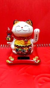 Porcelain Fortune Cat No need for Battery! Money Cat Maneki Neko Porcelain Good Fortune Cat lucky Cat for office tables stores businesses lucky charm home decor fengshui