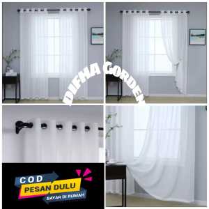 Vitrase Gorden Polos Putih Import tebal Jendela pintu Rumah Minimalis Murah Ukuran 200x200 100x200 mewah sekat ruangan model smokring Terbaru