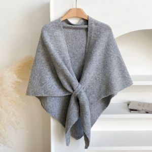OWMXZL Solid Color Knitted Shawl Soft Thickened Triangle Scarf Fashion Neck Wrap Wool Blended Shawl