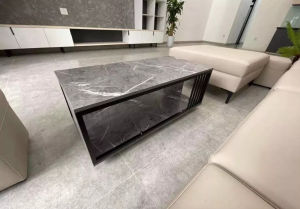 Bàn trà sofa phòng khách hình chữ nhật 2 tầng mặt gỗ khung thép chắc chắn kích thước 100x50cm