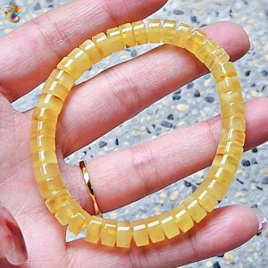 Premium Grade Yellow Amber Abacus Rondelle Bracelet
