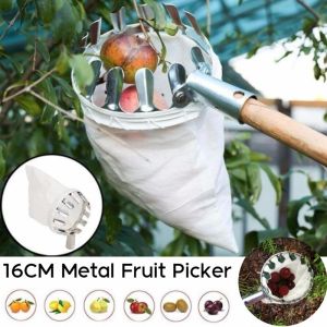 【Ready Stock】Portable Metal Fruit Picker Gardening Peach Orchard High Tree Picking Tool Fruit Catcher Detachable Washable Collector Gardening Tools