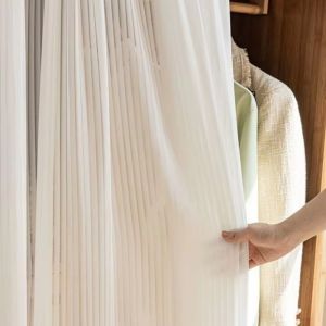 LUMINOU No-Drill Sheer Window Curtains Anti-Dust Velcro Self-Adhesive Privacy Sheer Curtains Luxury White Self-Adhesive Curtains Living Room Blinds