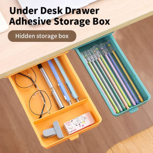 Under Desk Drawer Adhesive Storage Box for Office Pen Holder Self Stick School Stationery Case Kitchen Knife Fork Storage Tray Organizer