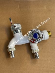 Kran Plastik PVC Cabang 2 Kepala HISUKA/SHISUKA Drat Kuningan ABS 1/2 Inch (1 Pcs)