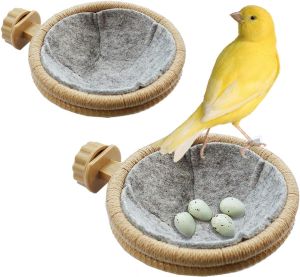 FOIBURELY 2 Sets Bird Nest Canary Finch Parrot Nest with Felt（4.5 inches）