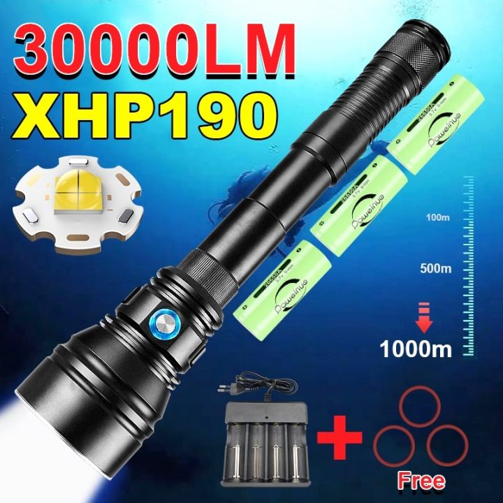 Diving 5*T40 White Light Flashlight Underwater 500 Powerful Fill-in Light Professional Diving Torch