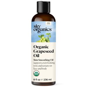 Sky Organics Organic Grapeseed Oil Skin Smoothing Oil to Support thy and Even-Looking Skin Tone and Texture on Face and Body for All Skin Types 100% Pure & Cold-Pressed 8 fl.Oz