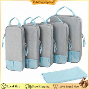 [Ueb Flagship Mall] 6 Piece Set Compression Packing Cubes Lightweight Suitcase Organizer Bags Space Saver Storage Bags for Suitcases Travel Essentials
