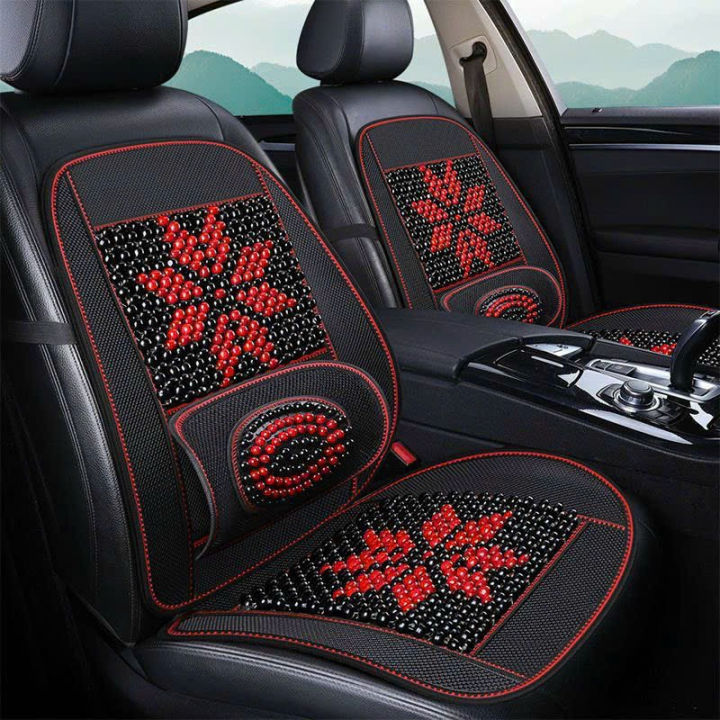 Bộ Tựa Lưng Ghế Ô Tô Hạt Gỗ Họa Tiết Bông Hoa, Có Đệm Đẩy Lưng - Thông ...