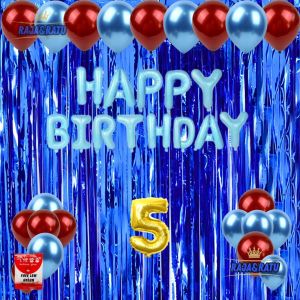Paket Dekorasi Pesta Balon Happy Birthday Biru Set Dekor Ulang Tahun Tirai Biru Tua Simple