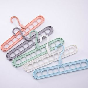 ReadyStock Multi-function Clothes Hanger Drying Cloth Holder 9 Hole Rotating Folding Wardrobe Hanger/Save Space