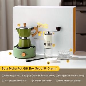 BINCOO Mocha Pot Set Gift Box Coffee Pot Household Electric Stove Set Italian Concentrate Extraction Coffee Pot