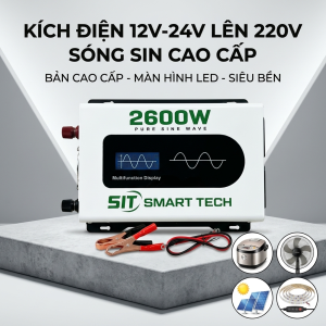 Kích Điện Inverter 2600W Sóng Sin Cao Cấp (12V/24V-220V) - Bộ Chuyển Đổi Điện Năng Tải Nồi Cơm Quạt Máy Dự Phòng