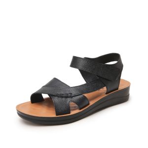 [Free Shipping] Clearance! No returns or exchanges. Genuine leather mom sandals flat-soled shoes for middle-aged and elderly women large size shoes for seniors