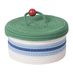 Lidded Woven Cotton Rope Storage Basket Handmade Round Organizer For Bedroom Desk Home Decoration With Dustproof Cover