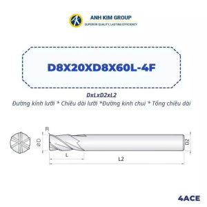 [D1-D8] Dao phay ngón hợp kim 4 me HRC60 EndMill - CNC Ánh Kim