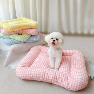 Cute Plaid Dog Cat Cushion Chic Pet Mat Soft Reversible Washable Pad for Bed Sofa Non-Slip Comfort Mat for Puppy Kitten Small