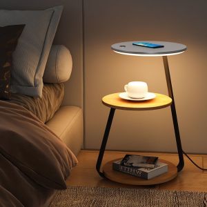 Eye Protecting Bedside Lamp Wireless Charging Tea Table Light Living Room Sofa Side Table Storage Floor Lamp