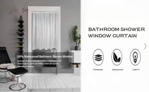 Shower Window Curtain 36 x 48 inch Waterproof Plastic Bathroom Window CurtainHeavy Duty Privacy Small Short Window Curtain with HooksFrosted