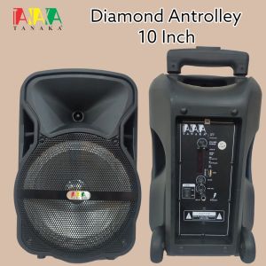 Tanaka SPEAKER DIAMOND ANTROLLEY 10 dan 12 in INCH BLUETOOTH dengan built-in battery volume control support USB remote control kabel USB charge Portable