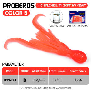 Proberos 5 cái mồi câu bạch tuộc giống như thật Mồi Câu Nhựa mềm mực 10cm 4.8g Mồi Câu Cá Mồi câu cá nước mặn SP Mồi Câu Cá phụ kiện câu cá