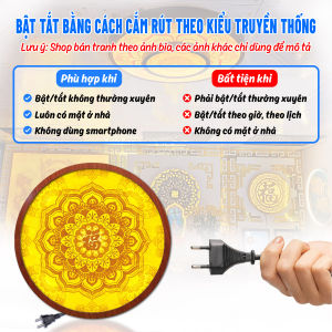Đèn Thờ Hào Quang Trúc Chỉ In Mandala Chữ Phúc Trang Trí Bàn Thờ Treo Tượng Phật TC-HQ-12