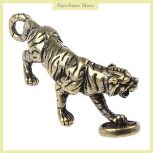 Brass Tiger Statue Ornament Chinese Zodiac Tiger Office Desk Decoration Pendant
