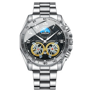 Double Tourbillon Mens Fully Automatic Quartz Watch Multi-Functional Luxury Luminous Non-mechanical Watch