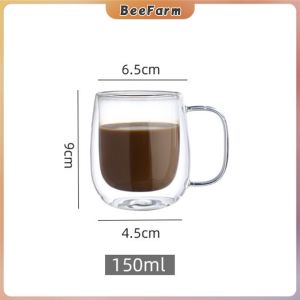 B.F. Glass Coffee Cup Beverage Cups Heat-resistant Milk Tea Mug 150-450ml