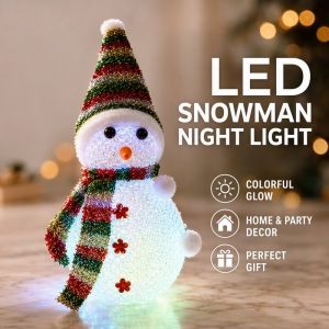 Christmas Snowman Led Night Light Colorful Hanging Decor Xmas Tree Home Party Gift Random Style