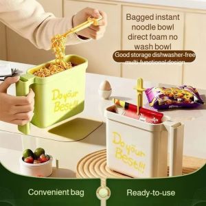 NOBLELYN with Fork Lazy No Wash Instant Noodle Bowl High-temperature Resistant Multifunctional Direct-use Instant Noodle Bowl Gifts Portable Instant Noodle Container