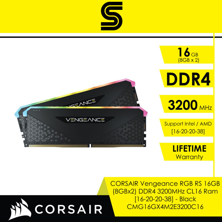 CORSAIR Vengeance RGB RS 16GB (8GBx2) DDR4 3200MHz CL16 Ram [16-20