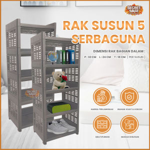 RAK KOTAK SERBAGUNA 5 SUSUN (SILVER) + KAKI - Rak Multifungsi / Rak Portable
