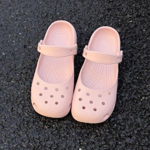 Summer New Womens Cute Ballet Hole Shoes Retro EVA Outer Wear Mary Jane Shoes Anti Slip Outdoor Beach Sandals H260729