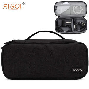 แล็ปท็อป AC อะแดปเตอร์ชาร์จสายเคเบิลถุงเก็บslgol กันกระแทกกระเป๋าเดินทางกันน้ำสำหรับสายไฟสายเมาส์และอุปกรณ์เสริมอื่นๆสีเทา