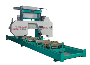 Xinyang Machinery woodworking machinery and fully automatic horizontal band saw have a horizontally placed workbench and a horizontally moving saw blade which can perform precise and efficient cutting operations.