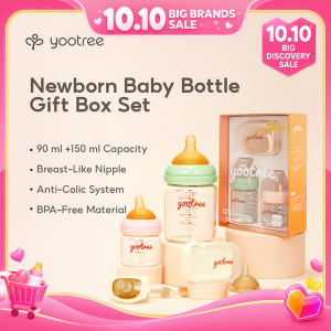yootree Newborn Baby Bottle Gift Set Glass Feeding Bottle 90ml+150ml Anti Colic BPA Free Milk Bottle Set with Breast Like Silicone Nipple for Newborn Baby