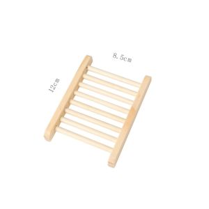 MIRELAE Hollow Slat Wood Soap Dish Two Style Frame Raised Base Soap Holder Quick Drain Soap Rack Bathroom Counter
