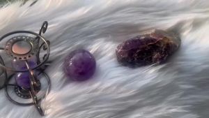 1.4" Amethyst Crystal Baoding Balls Small Purple Quartz Healing Stress Balls Hand Balls for Hand Therapy Stress Relief and Fingers and Wrist Exercise Balls with Carry Pouch (-Packed) M45