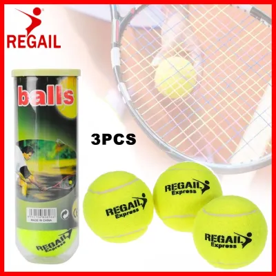 (READY STOCK) Regail 3PCS/Can All Court Tennis Ball - High Resilience Durable Rubber Tennis Training Balls for Beginner / Competition Tour Indoor and Outdoor