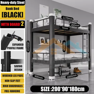 CONOCO Mall Black Loft Bed Elevated Bed 180*200*90CM Modern Simple and Thickened Iron Art Elevated Bed Bed Apartment Bed Loft Bed For Small Room Student Dormitory Bed Single Size Iron Art Bed Adjustable Staircase Alternating Left And Right
